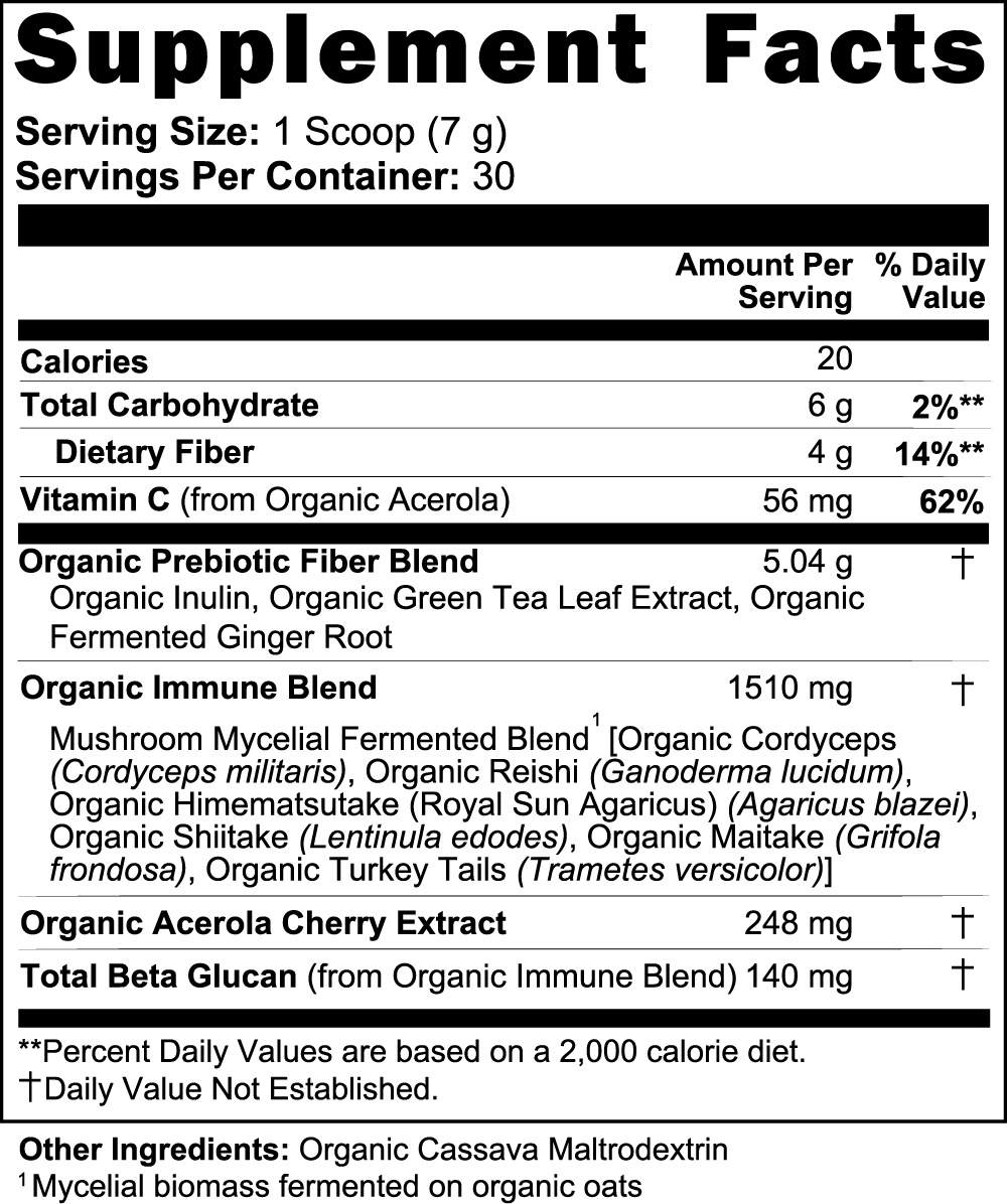 Fermented Mushroom Blend Powder Supplement Facts label
