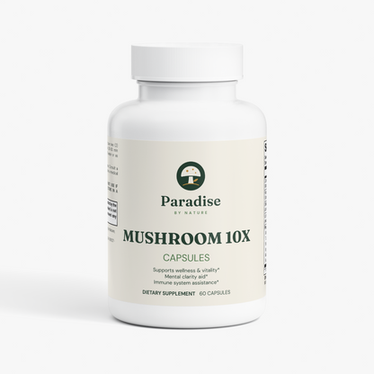 Paradise By Nature 10X Mushroom Complex Capsules bottle, front view