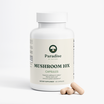 10X Mushroom Complex Capsules bottle with capsules
