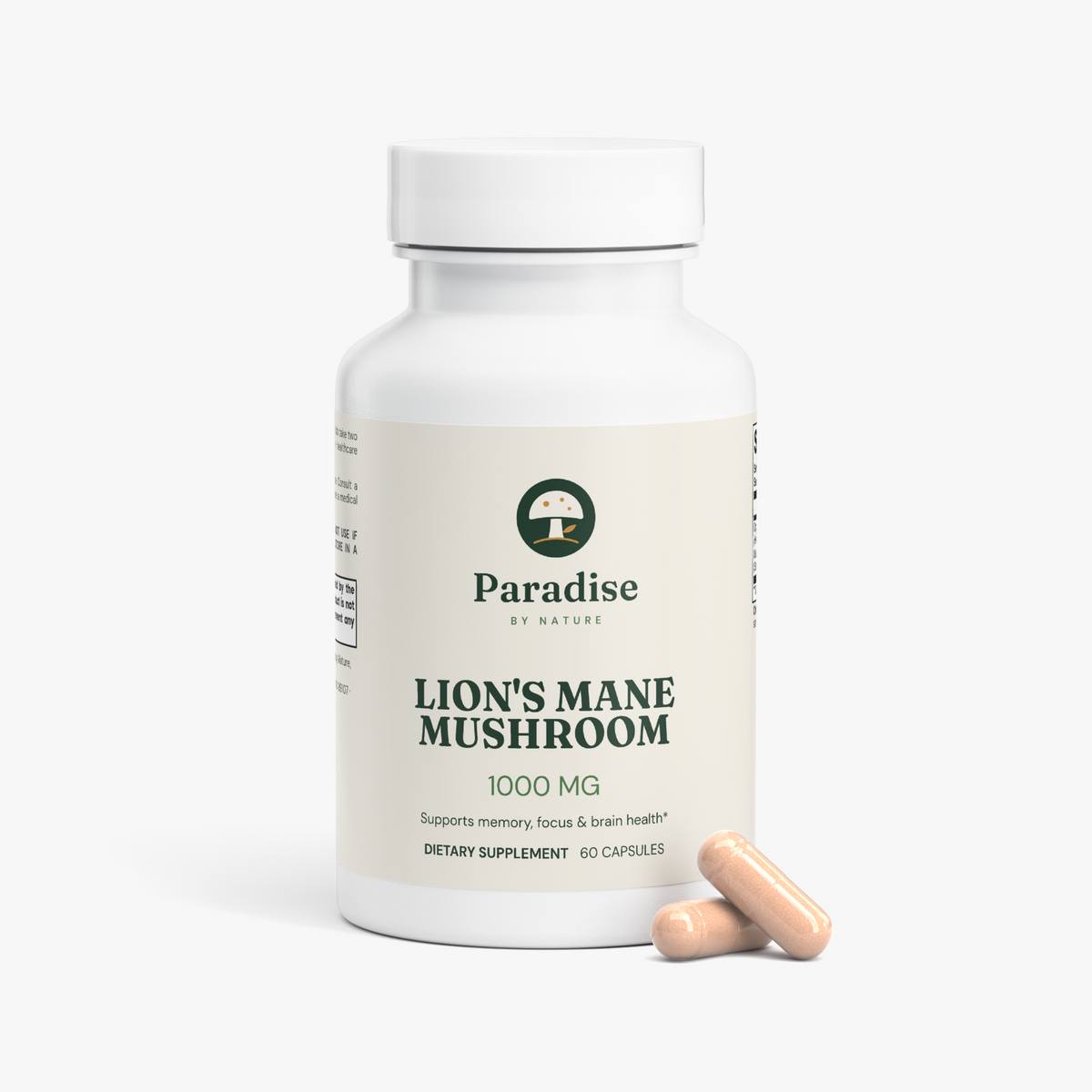 Lion's Mane Mushroom Capsules bottle with capsules