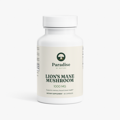 Paradise By Nature Lion's Mane Mushroom Capsules bottle, front view