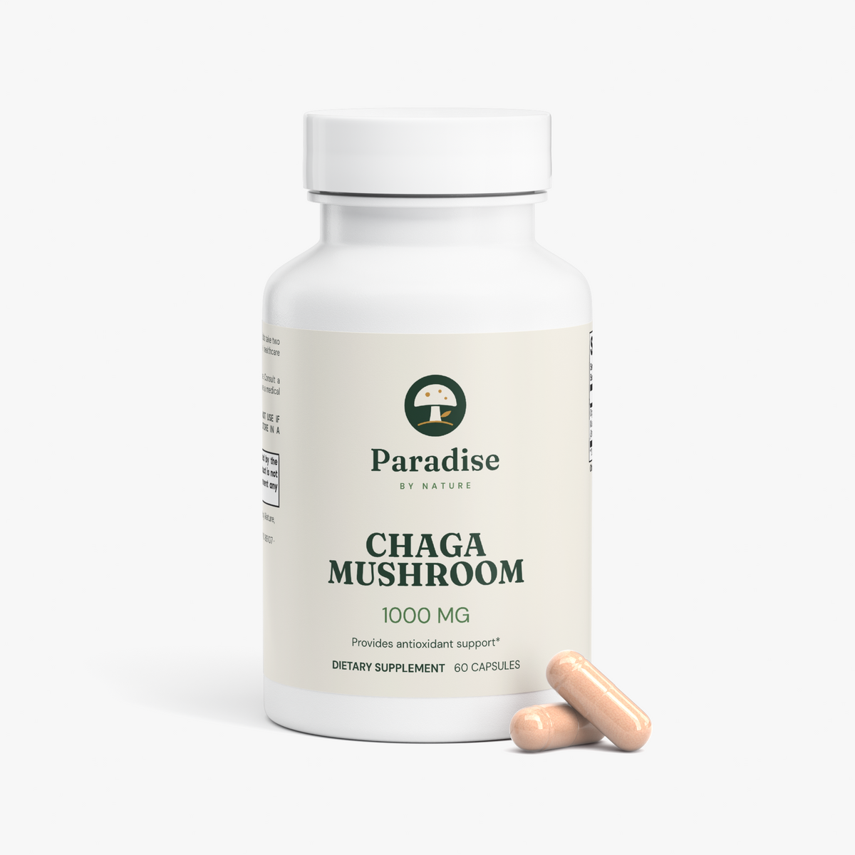 Chaga Mushroom Capsules bottle with capsules
