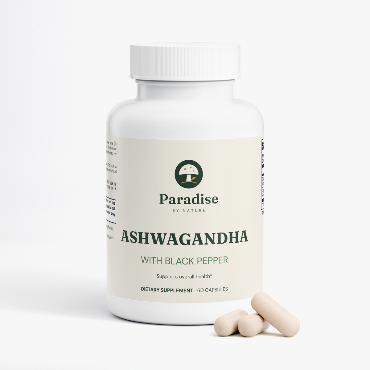 Ashwagandha Capsules bottle with capsules